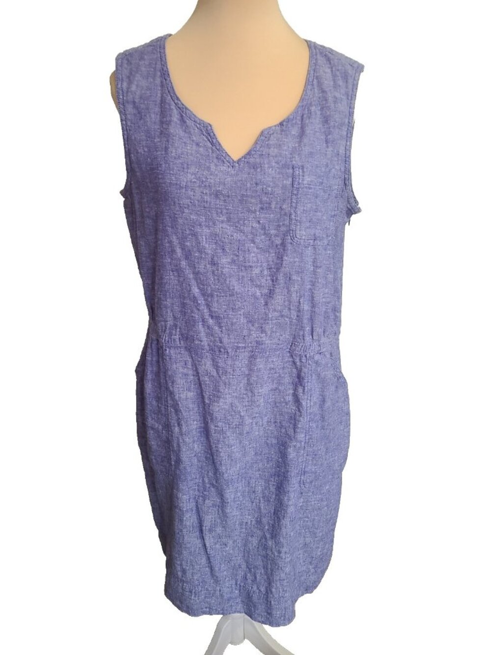 Duluth Trading Dress Women's 12 Blue Organic Cotton Hemp Pullover Pockets